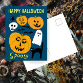 Charming Funny Pumpkins Ghost Bat HAPPY HALLOWEEN Briefkaart