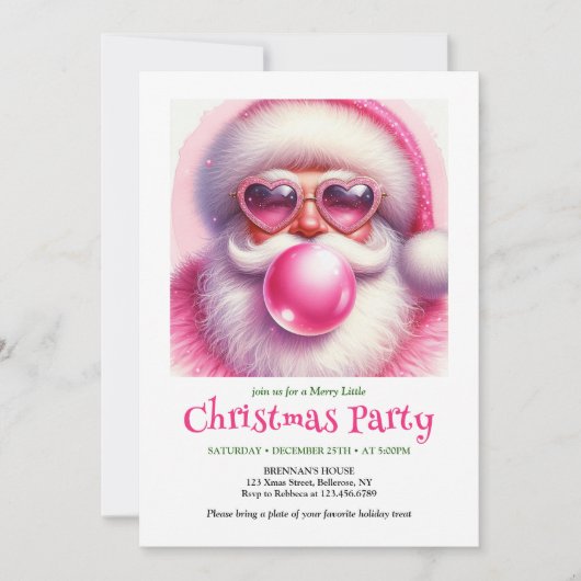 Charming Funny Santa Sunglasses Christmas Invites Kaart (Voorkant)