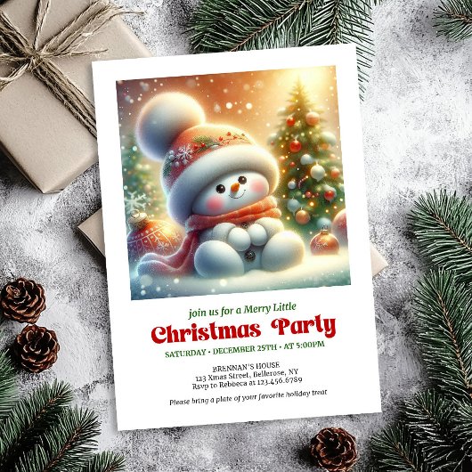 Charming funny snowman invite holiday tones DGL Kaart