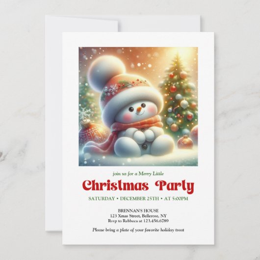 Charming funny snowman invite holiday tones DGL Kaart (Voorkant)