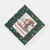 Charming funny snowman with snowflakes kids napkin servet (Hoek)
