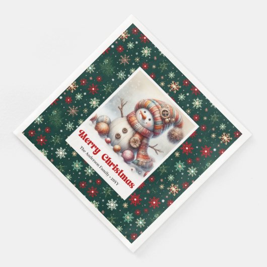 Charming funny snowman with snowflakes kids napkin servet (Hoek)