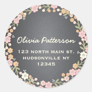 Charming Garden Floral WreatAddress Sticker
