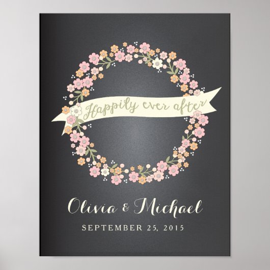 Charming Garden Floral Wreath II Wedding Poster (Voorkant)