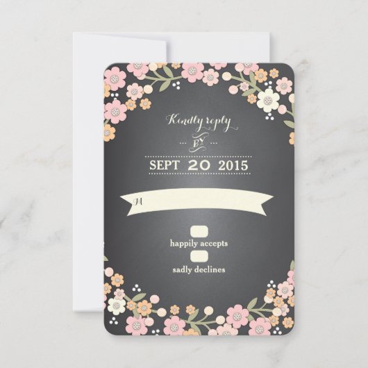 Charming Garden Floral Wreath II Wedding RSVP Card (Voorkant)