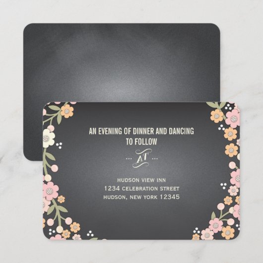 Charming Garden Floral Wreath Wedding Reception Informatiekaartje (Voorkant / Achterkant)