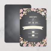 Charming Garden Floral Wreath Wedding RSVP-kaart RSVP Kaartje (Voorkant / Achterkant)