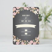 Charming Garden Floral Wreath Wedding RSVP-kaart RSVP Kaartje (Staand voorkant)