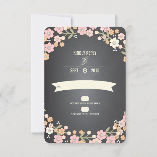 Charming Garden Floral Wreath Wedding RSVP-kaart RSVP Kaartje (Voorkant)