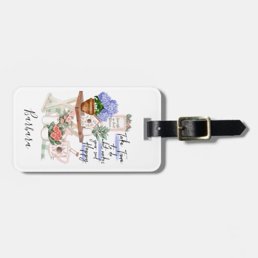 Charming Gardener Floral voornaam Bagagelabel (Voorkant horizontaal)