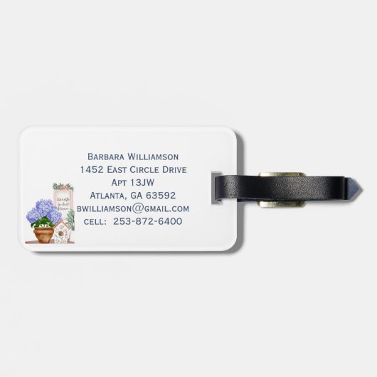 Charming Gardener Floral voornaam Bagagelabel (Achterkant horizontaal)