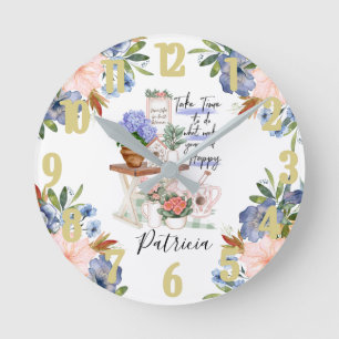Charming Gardener Floral voornaam Ronde Klok