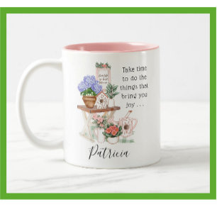 Charming Gardener Floral voornaam Tweekleurige Koffiemok