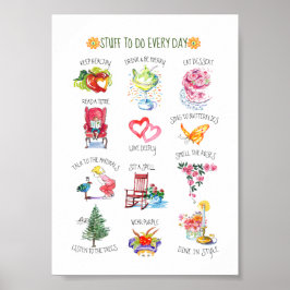 Charming geïllustreerd stuif om elke dag te doen poster