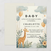 Charming Giraffe Baby Shower Kaart (Voorkant / Achterkant)