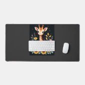 Charming Giraffe Surrounded By Flowers Long Sleeve Bureaumat (Keyboard & Muis)