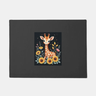 Charming Giraffe Surrounded By Flowers Long Sleeve Deurmat