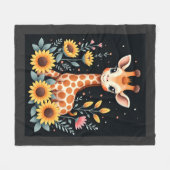 Charming Giraffe Surrounded By Flowers Long Sleeve Fleece Deken (Voorkant (Horizontaal))