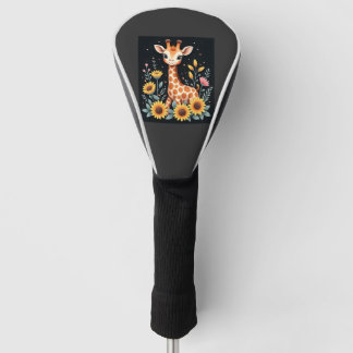 Charming Giraffe Surrounded By Flowers Long Sleeve Golfheadcover