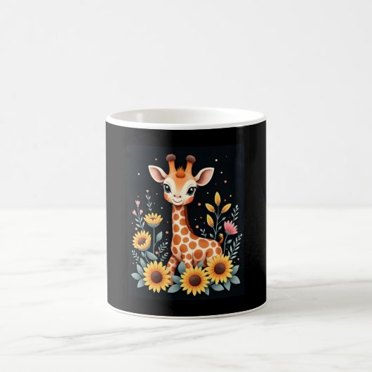 Charming Giraffe Surrounded By Flowers Long Sleeve Koffiemok (Center)