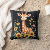 Charming Giraffe Surrounded By Flowers Long Sleeve Kussen (Deken)