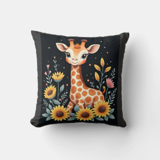 Charming Giraffe Surrounded By Flowers Long Sleeve Kussen