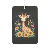 Charming Giraffe Surrounded By Flowers Long Sleeve Luchtverfrisser (Voorkant)