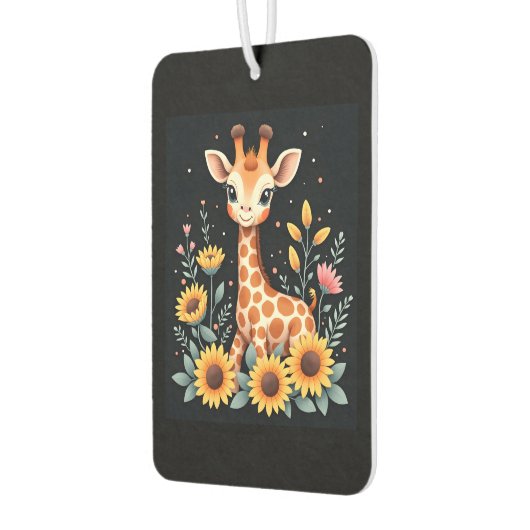 Charming Giraffe Surrounded By Flowers Long Sleeve Luchtverfrisser (Links)