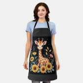 Charming Giraffe Surrounded By Flowers Long Sleeve Schort (Gedragen)