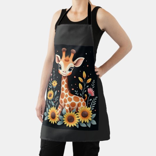 Charming Giraffe Surrounded By Flowers Long Sleeve Schort (Insitu)