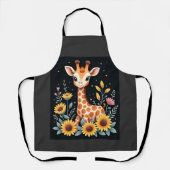 Charming Giraffe Surrounded By Flowers Long Sleeve Schort (Voorkant)