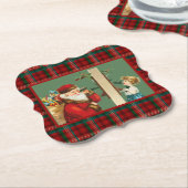 Charming Girl op Telefoon met Santa on Pset Kartonnen Onderzetters (Gekanteld)