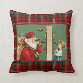 Charming Girl op Telefoon met Santa on Pset Kussen