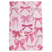 Charming Girly Pink Bow Knots Pattern  Medium Cadeauzakje (Achterkant)