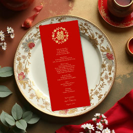 Charming Glitter Floral Chinese Double Happiness Menu