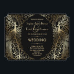 Charming Gold Art Deco Peacocks Wedding Kaart<br><div class="desc">Uniek ontwerp met een combinatie van gouden kunstdecopauzes in een oude wereldstijl en een gedurfde,  moderne grafische aanpak. Het gebruik past hulpmiddel aan om uw info toe te voegen. U kunt ook de achtergrondkleur kiezen. Ga voor overeenkomende objecten naar het Collectie Glam Gold Art Deco Peacocks.</div>