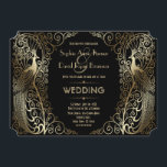Charming Gold Art Deco Peacocks Wedding Kaart<br><div class="desc">Uniek ontwerp met een combinatie van gouden kunstdecopauzes in een oude wereldstijl en een gedurfde,  moderne grafische aanpak. Het gebruik past hulpmiddel aan om uw info toe te voegen. U kunt ook de achtergrondkleur kiezen. Ga voor overeenkomende objecten naar het Collectie Glam Gold Art Deco Peacocks.</div>