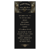 Charming Gold Art Deco Peacocks Wedding Programme