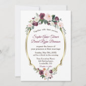 Charming Gold Burgundy Blush Floral Wedding Kaart (Voorkant)