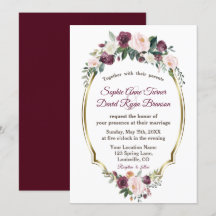 Charming Gold Burgundy Blush Floral Wedding