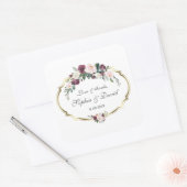 Charming Gold Burgundy Blush Floral Wedding Vierkante Sticker (Envelop)