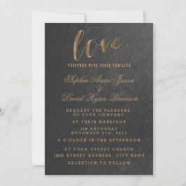 Charming Gold Foil Black Wedding Invitation Kaart