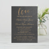 Charming Gold Foil Black Wedding Invitation Kaart (Staand voorkant)