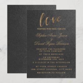 Charming Gold Foil Black Wedding Invitation Kaart