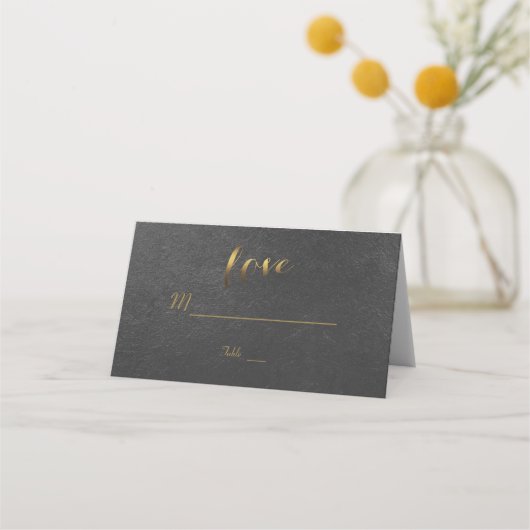 Charming Gold Foil Black Wedding Plaatskaartje (Voorkant)