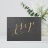 Charming Gold Foil Black Wedding RSVP (Staand voorkant)