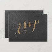 Charming Gold Foil Black Wedding RSVP (Voorkant / Achterkant)