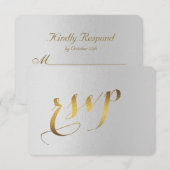 Charming Gold Foil Gray Wedding RSVP (Voorkant / Achterkant)