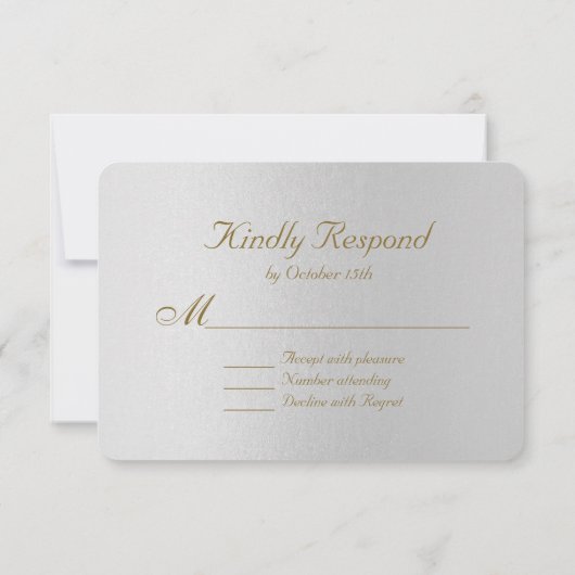 Charming Gold Foil Gray Wedding RSVP (Achterkant)