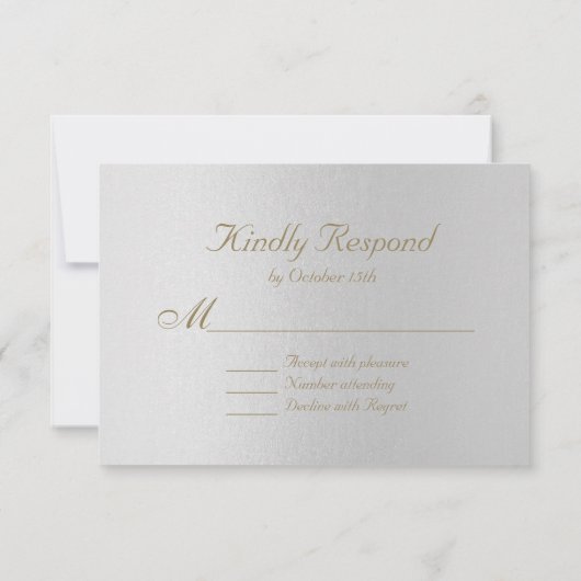Charming Gold Foil Gray Wedding RSVP (Achterkant)
